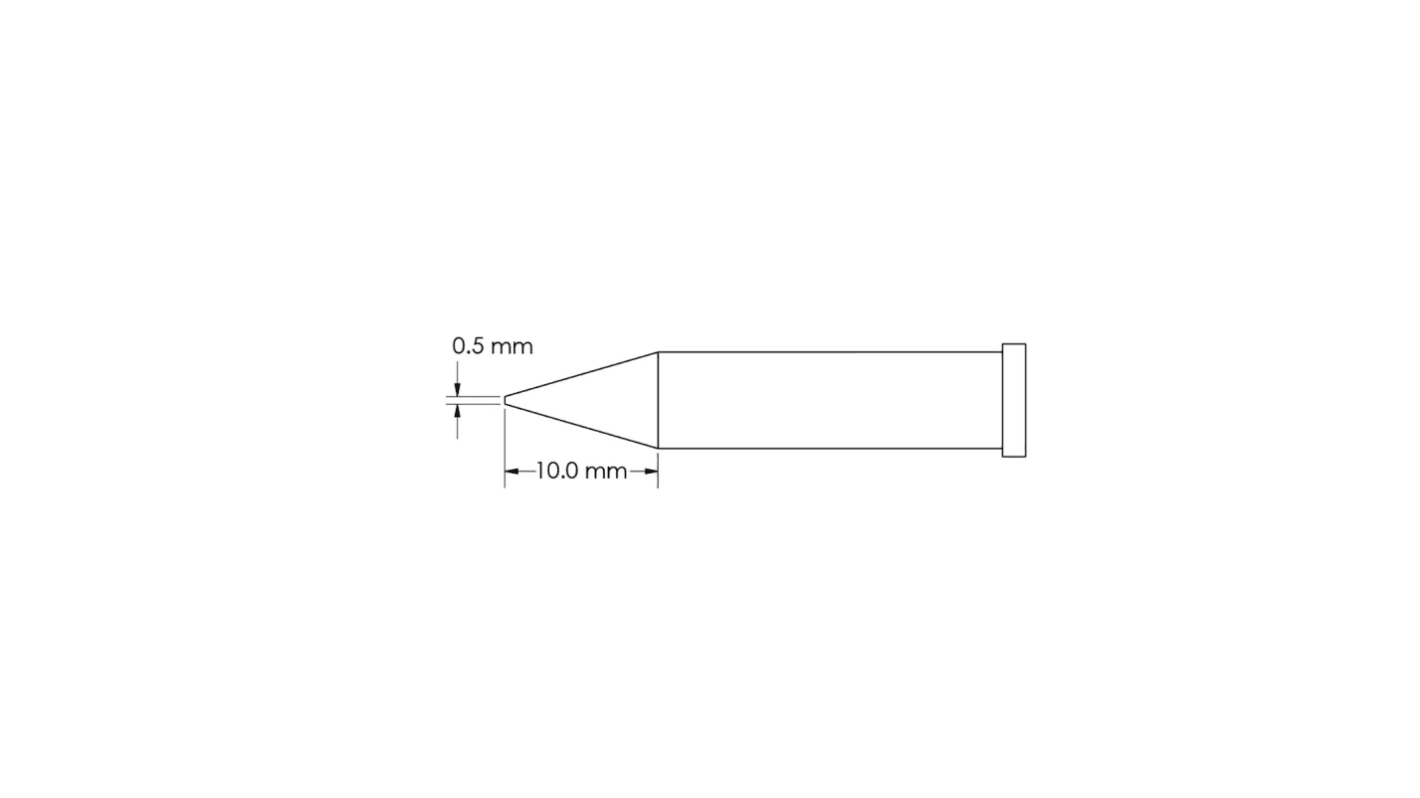 Panne de fer à souder GT6-CN0005S Metcal, Conique, série GT6, 0,5 x 10 mm, pour Fer à souder