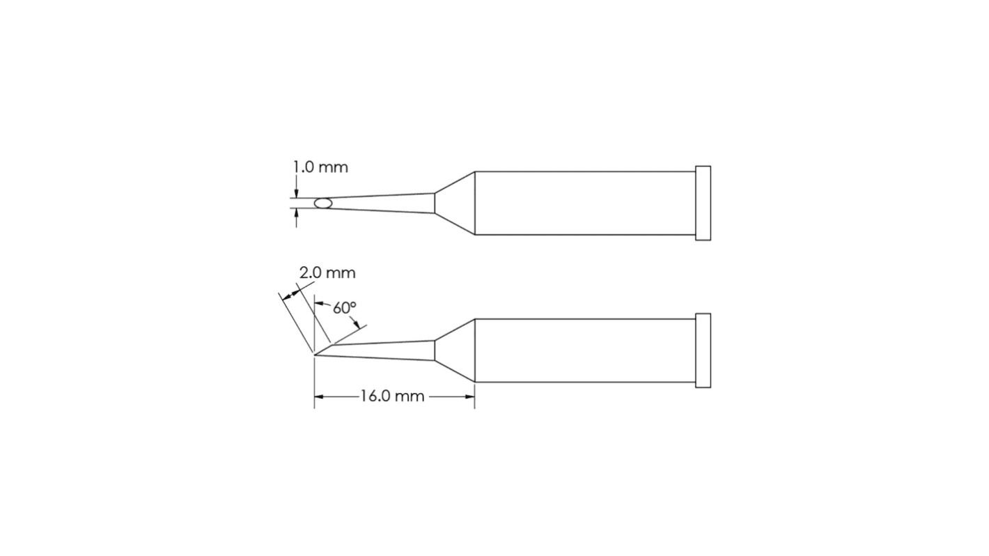 Panne de fer à souder GT6-HF6010S Metcal, Sabot, série GT6, 1 x 16 mm, pour Fer à souder