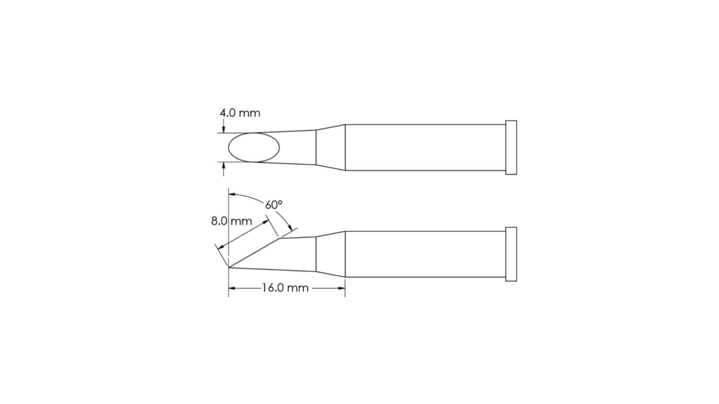 Panne de fer à souder GT6-HF6040S Metcal, Sabot, série GT6, 4 x 16 mm, pour Fer à souder