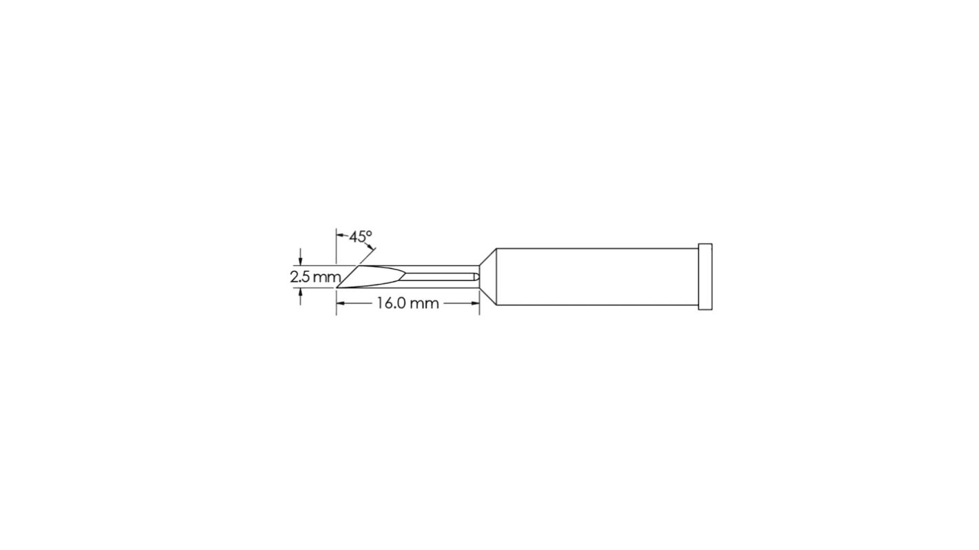 Panne de fer à souder GT6-KN0025S Metcal, Couteau, série GT6, 2,5 x 16 mm, pour Fer à souder
