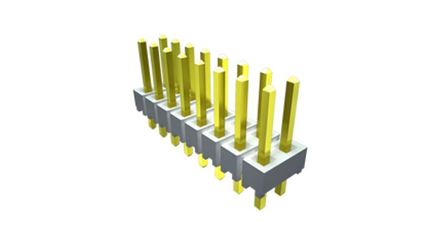 Samtec HTSW Series Straight Through Hole Pin Header, 6 Contact(s), 2.54mm Pitch, 2 Row(s), Unshrouded