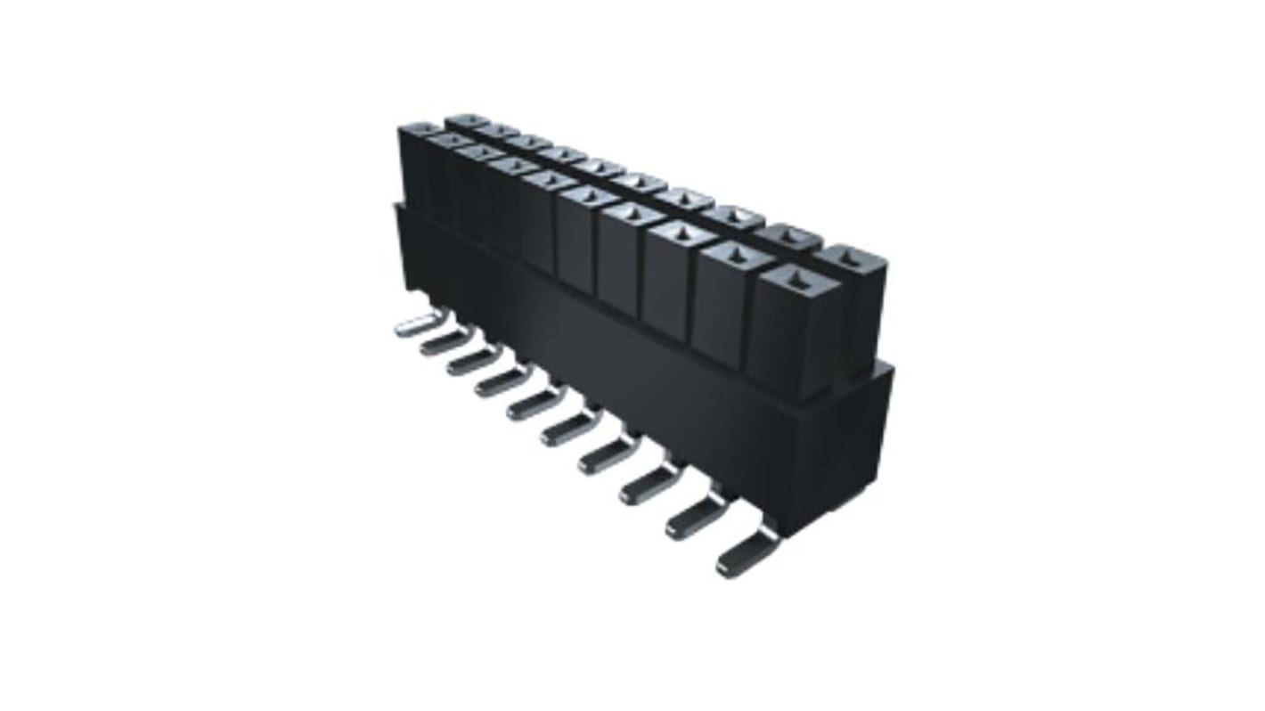 Samtec IPS1 Series Right Angle Through Hole Mount PCB Socket, 40-Contact, 2-Row, 2.54mm Pitch, Solder Termination