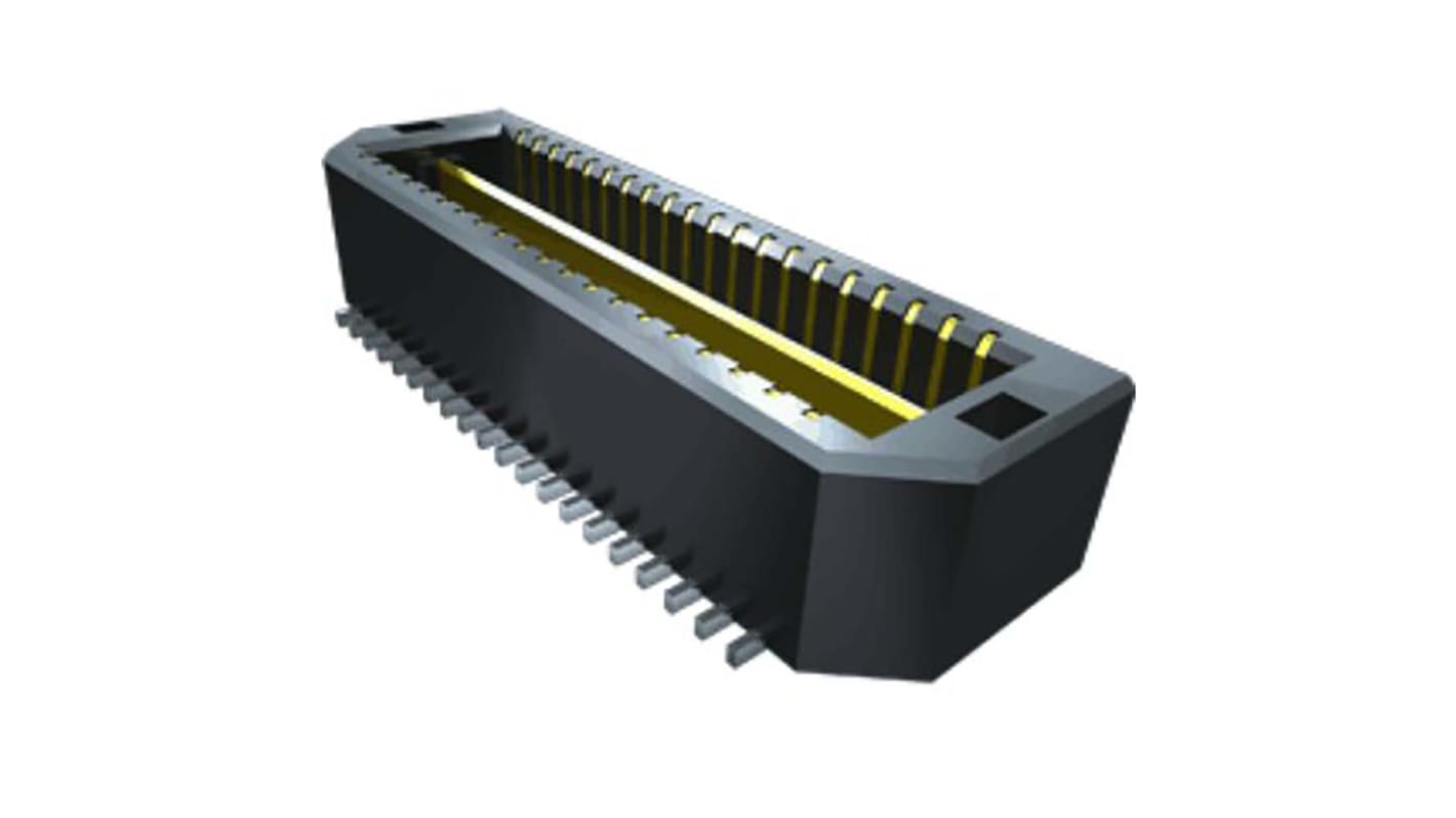 Samtec QTE Series Right Angle Surface Mount PCB Header, 28 Contact(s), 0.8mm Pitch, 2 Row(s), Shrouded