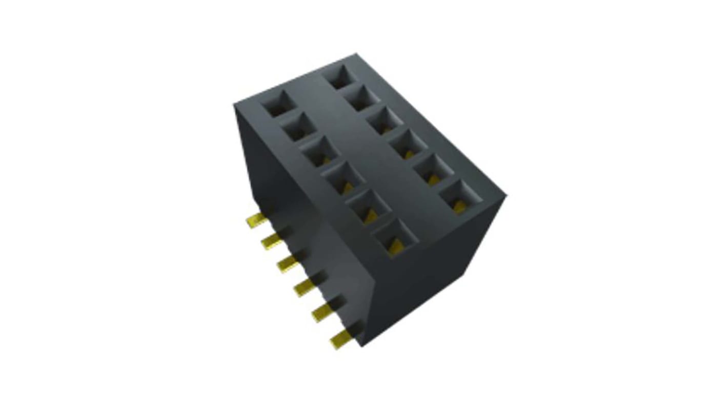 Samtec RSM Series Straight Through Hole Mount PCB Socket, 8-Contact, 2-Row, 1.27mm Pitch, Solder Termination