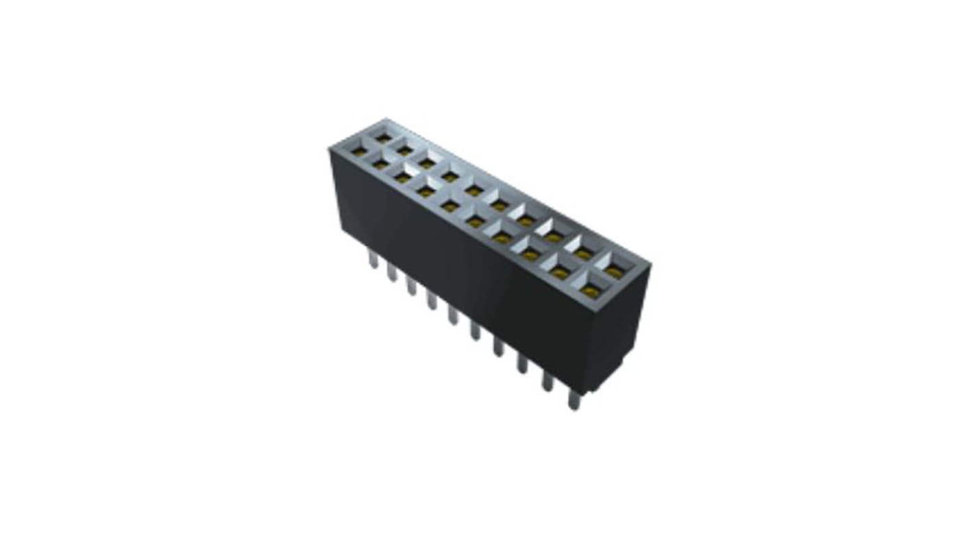 Samtec SFMC Series Straight Surface Mount PCB Socket, 10-Contact, 2-Row, 1.27mm Pitch, Through Hole Termination