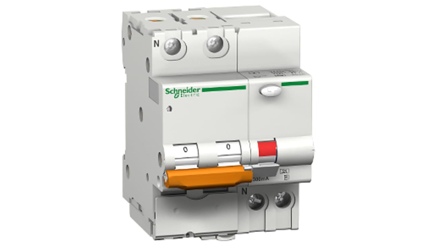 Schneider Electric RCBO, 25A Current Rating, 1P+N Poles, Type AC, Domae Range