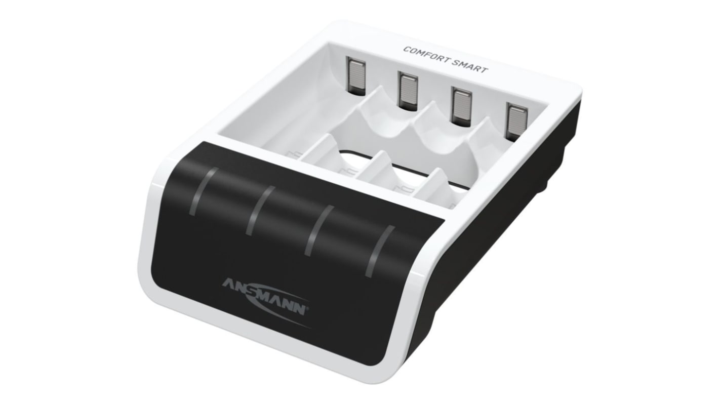 Ansmann Comfort Smart Battery Charger For NiMH AA, AAA 4 Cell 1.2V 400mA, Batteries Included