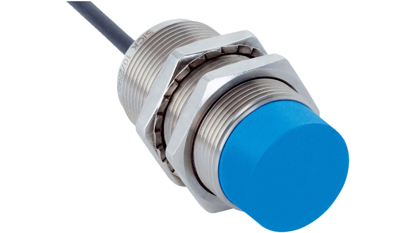 Sick Inductive Barrel-Style Proximity Sensor, M30 x 1.5, 20 mm Detection, PNP Output, 10 → 30 V, IP68, IP69K