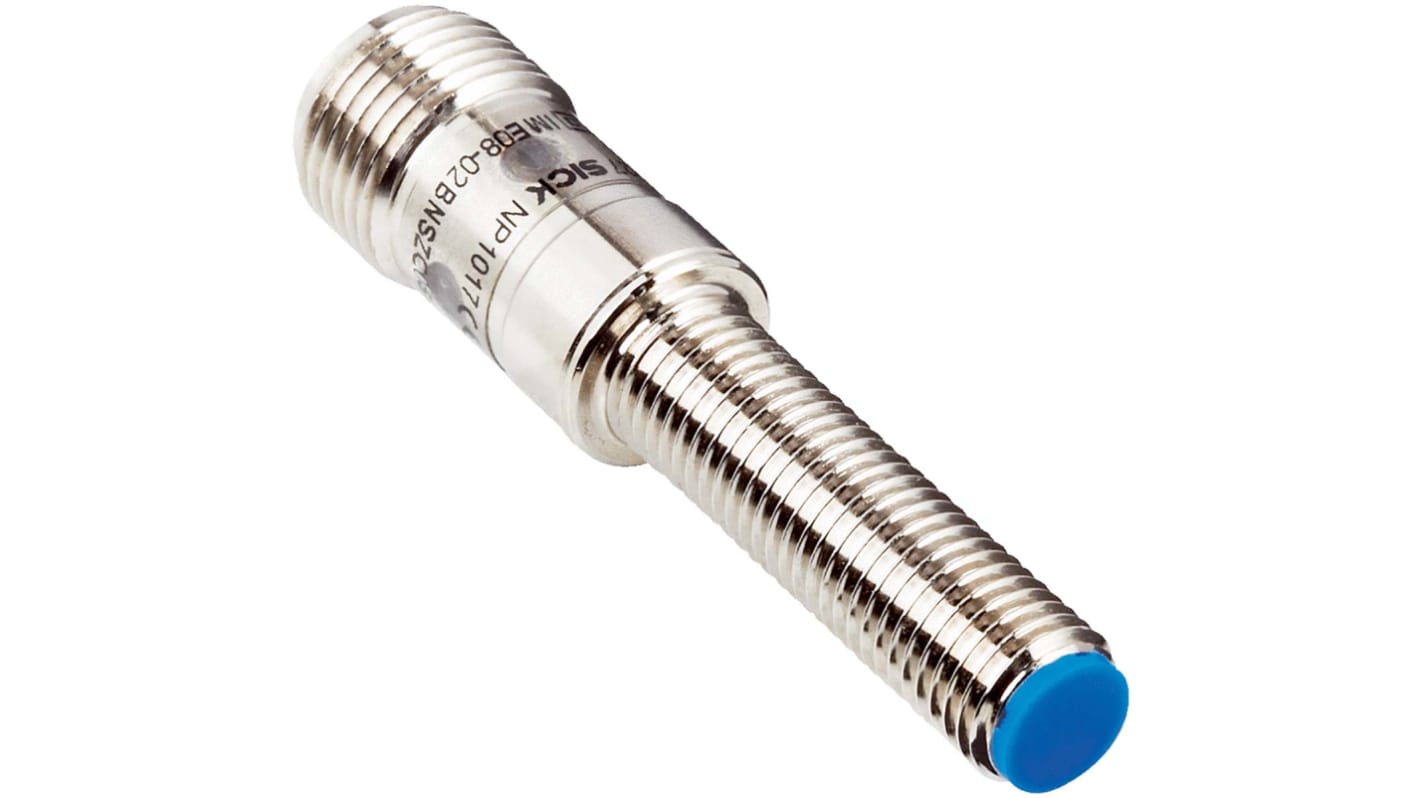 Sick Inductive Barrel-Style Proximity Sensor, M8 x 1, 2 mm Detection, PNP Normally Closed Output, 10 → 30 V, IP67