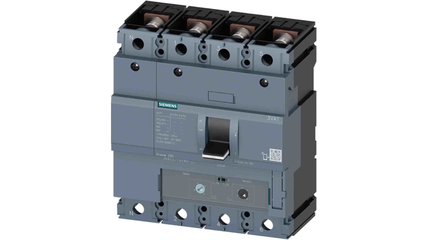 Siemens, SENTRON MCCB 4P 160A, Breaking Capacity 36 kA, Fixed Mount