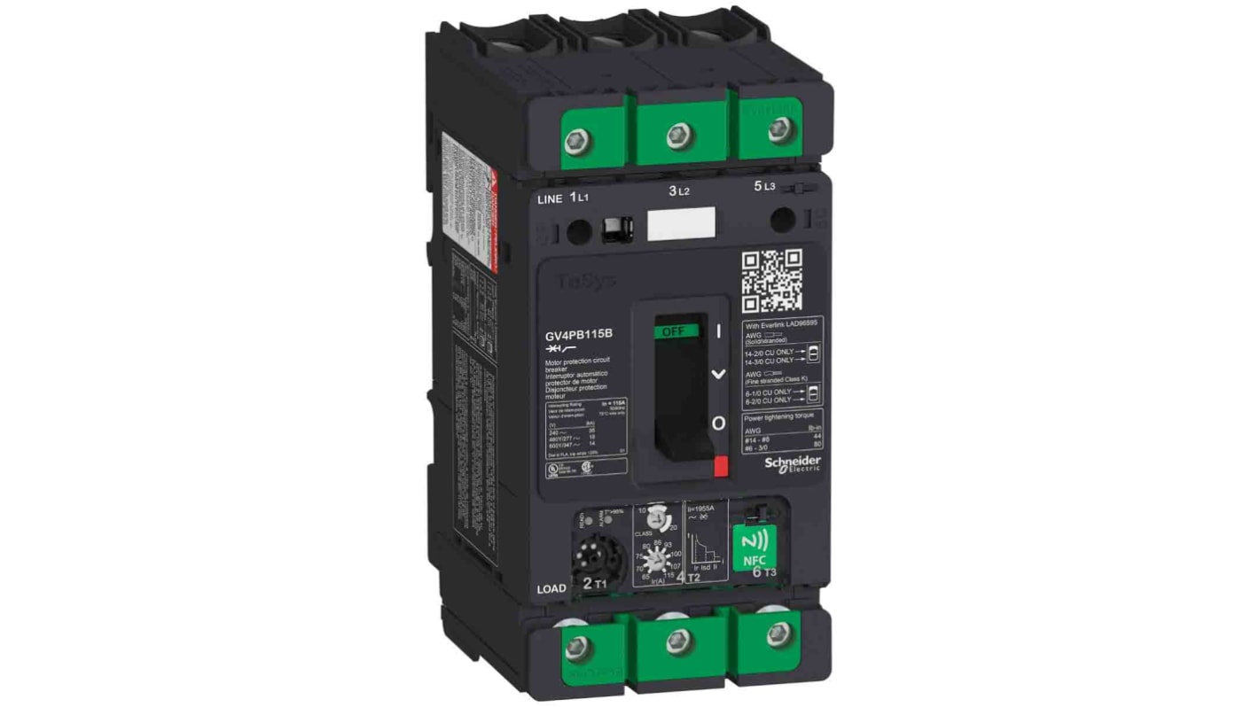 Schneider Electric 115A 3P热断路器, 690V 交流, GV4PB系列