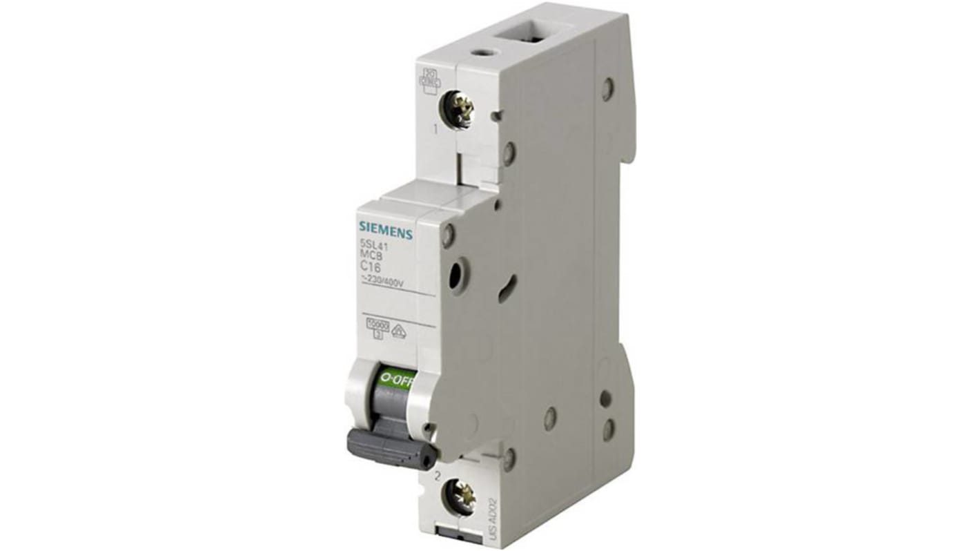 Siemens SENTRON 5SL4 MCB, 1P, 8A Curve C, 400V AC, 10 kA Breaking Capacity