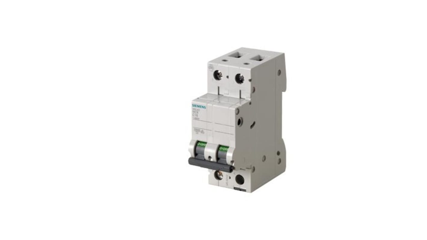 Siemens SENTRON 5SL4 MCB, 2P, 300mA Curve C, 400V AC, 72V DC, 10 kA Breaking Capacity