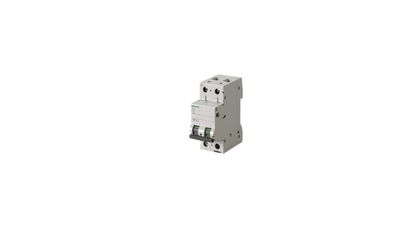 Siemens SENTRON 5SL4 MCB, 2P, 50A Curve C, 400V AC, 72V DC, 10 kA Breaking Capacity