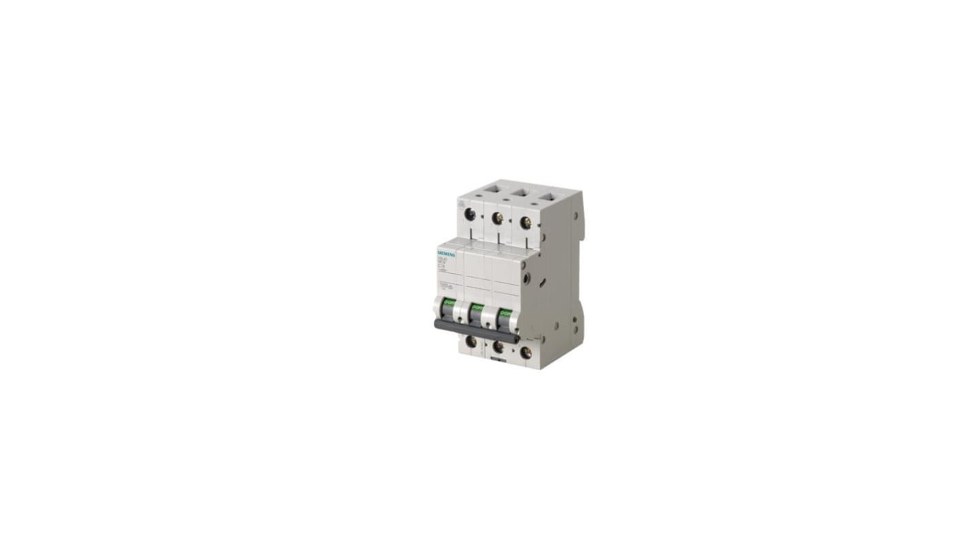 Siemens SENTRON 5SL4 MCB, 3P, 25A Curve C, 400V AC, 72V DC, 10 kA Breaking Capacity