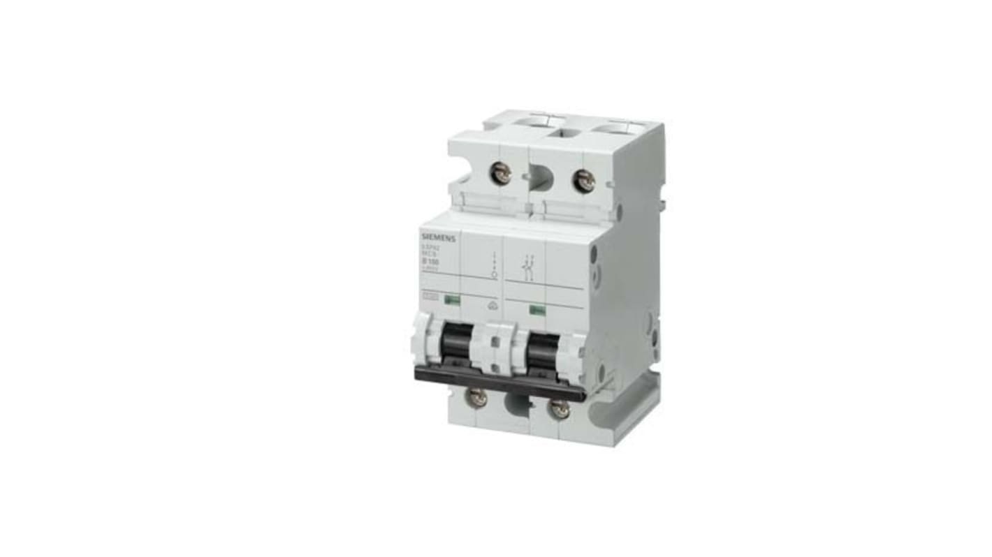 Siemens SENTRON 5SP4 MCB, 2P, 80A Curve C, 400V AC, 10 kA Breaking Capacity