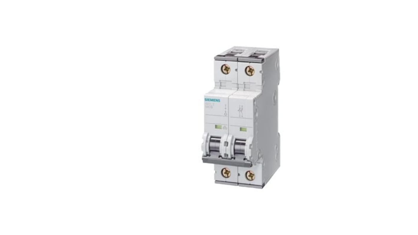 Siemens SENTRON 5SY6 MCB, 2P, 20A Curve C, 400V AC, 6 kA Breaking Capacity