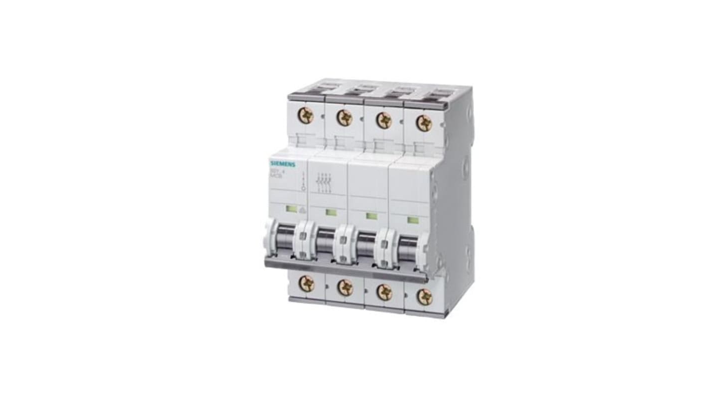 Siemens SENTRON 5SY6 MCB, 3+N, 63A Curve C, 400V AC, 72V DC, 6 kA Breaking Capacity