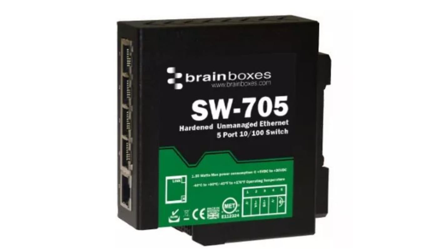 Brainboxes 以太网交换机, 5个RJ45口