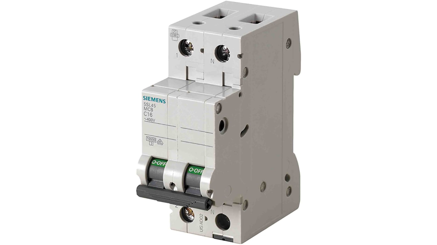 Siemens SENTRON 5SL4 MCB, 1P+N, 500mA Curve D, 230V AC, 10 kA Breaking Capacity