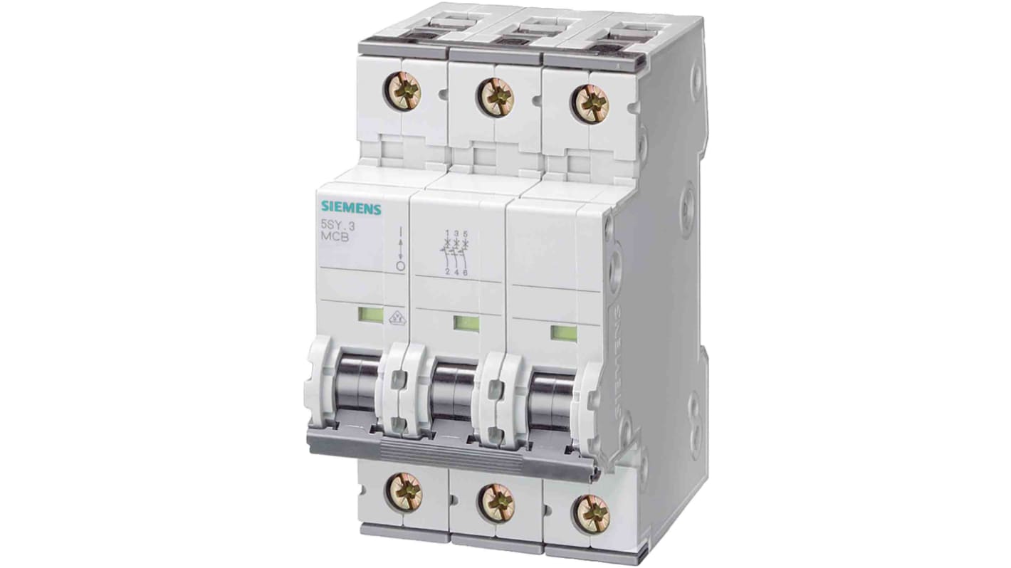 Disjoncteur Siemens 5SY4 3P, 13A, pouvoir de coupure 10 kA, montage rail DIN