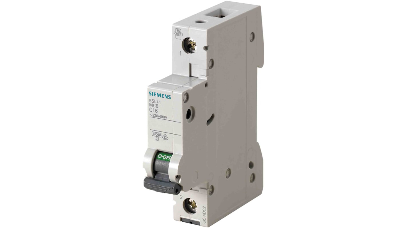 Siemens C型MCB, 1极, 10 kA分断, 20A, 400VAC, 5SL4系列 5SL4120-7
