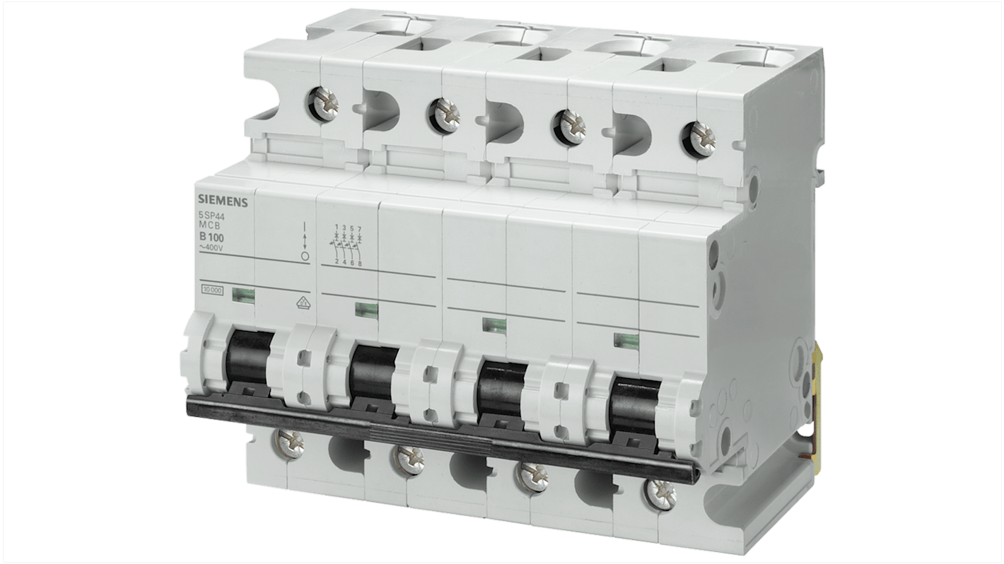 Interruptor automático 4P, 80A, Curva Tipo C 5SP4480-7, SENTRON, Montaje en Carril DIN