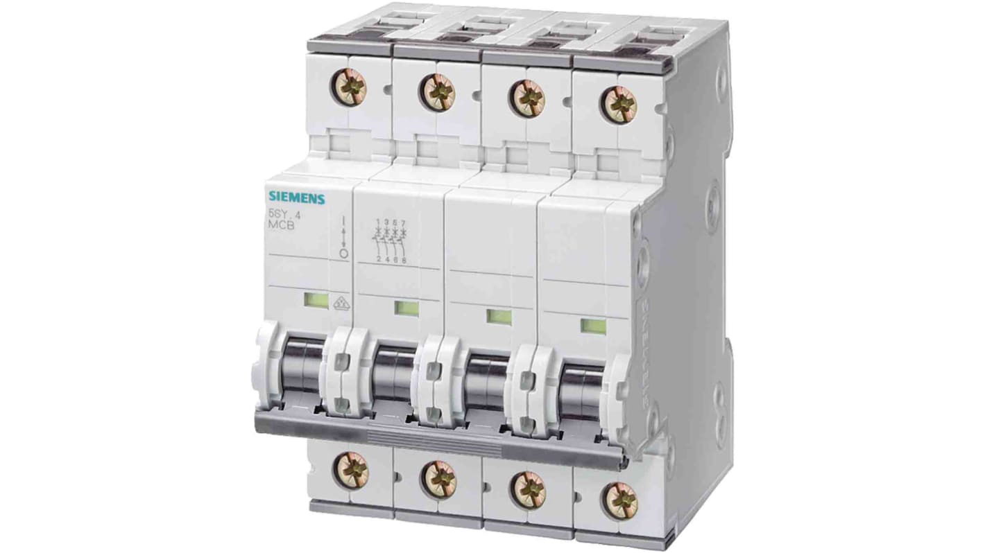 Interruptor automático 3+N, 32A, Curva Tipo C, Poder de corte 5 kA 5SY4632-7, SENTRON, Montaje en Carril DIN