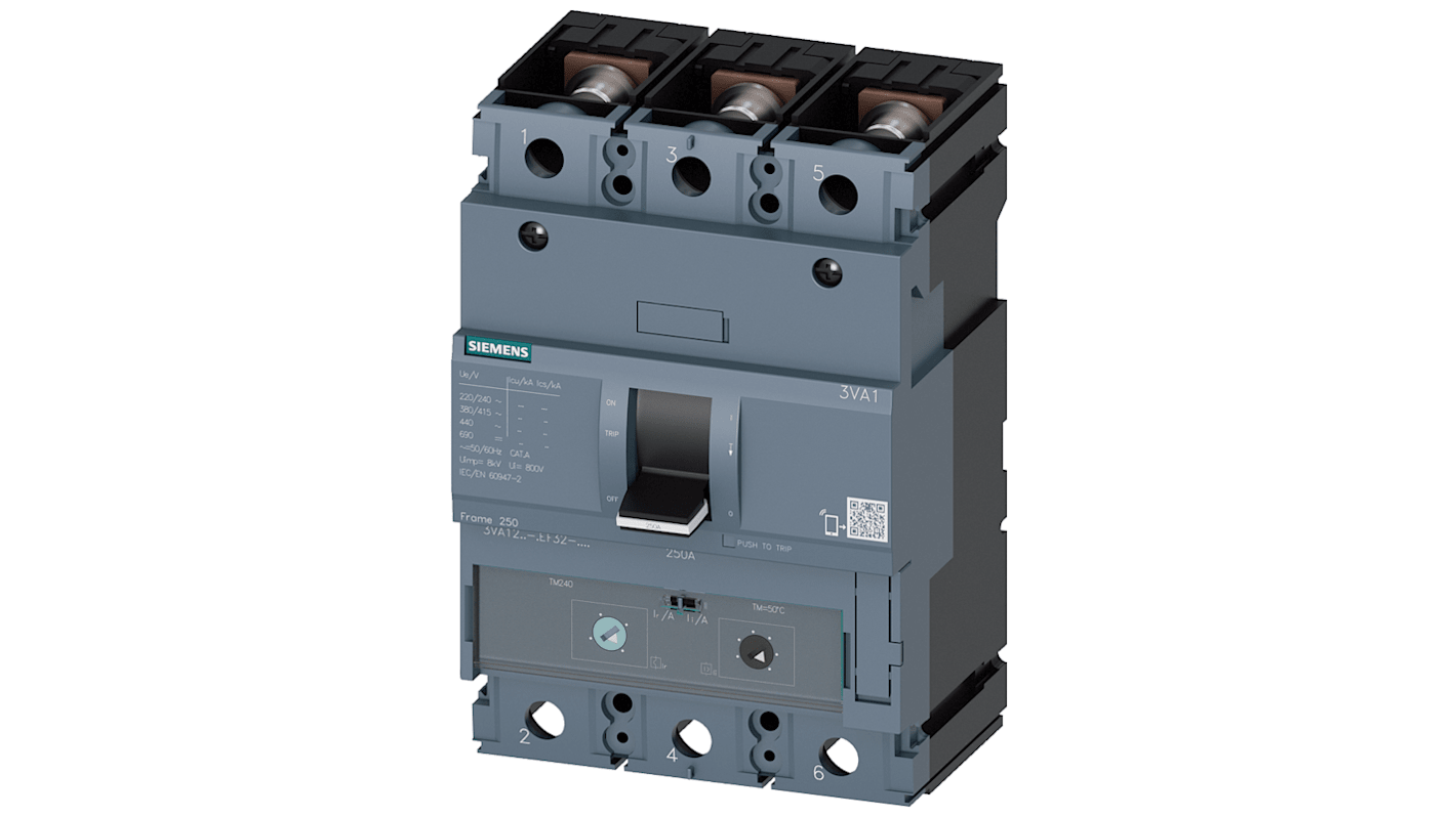 Siemens, SENTRON MCCB 3P 250A, Breaking Capacity 70 kA