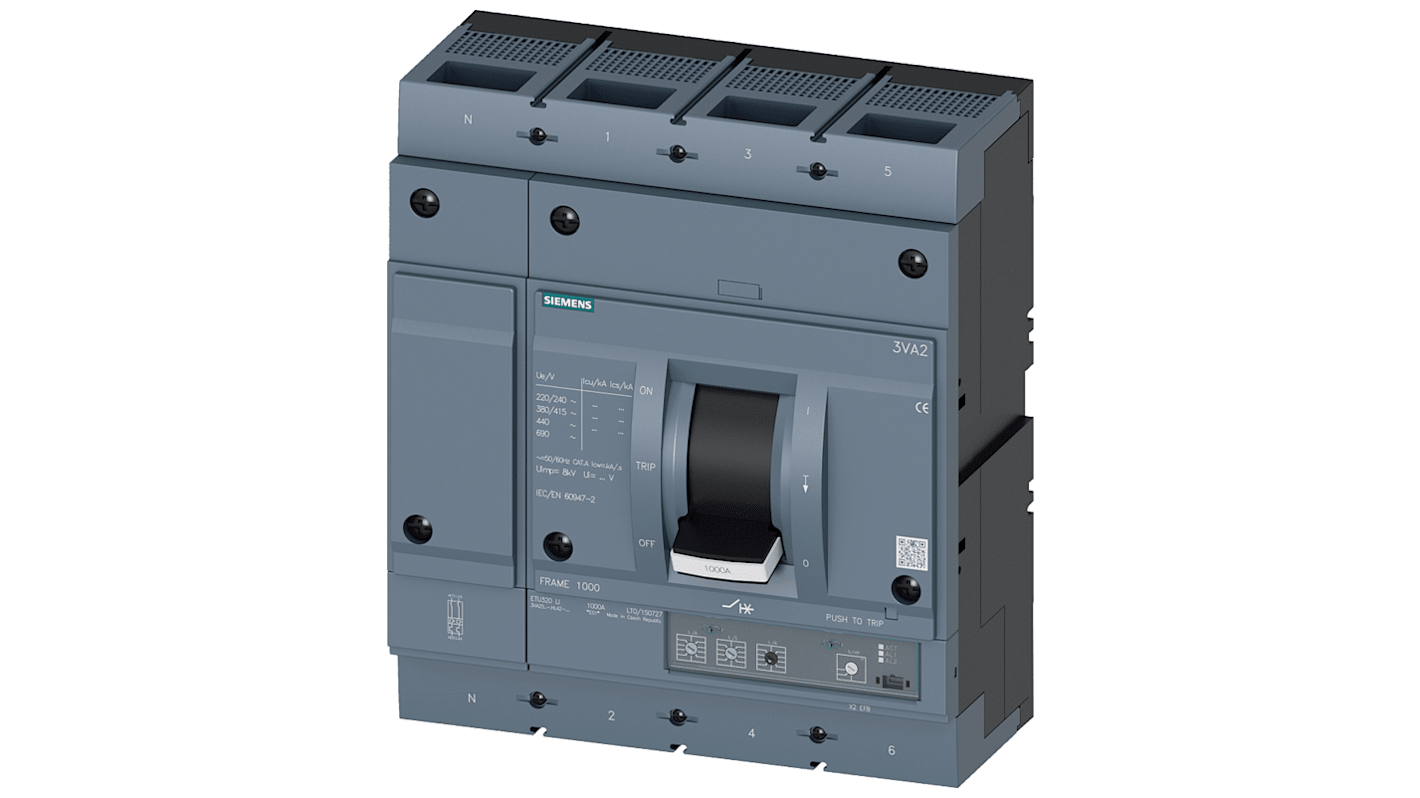 Siemens, SENTRON MCCB 4P 630A, Breaking Capacity 85 kA