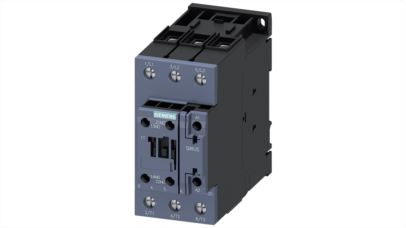 Siemens SIRIUS Contactor, 220 V ac Coil, 3-Pole, 80 A, 37 kW, 1NO + 1NC