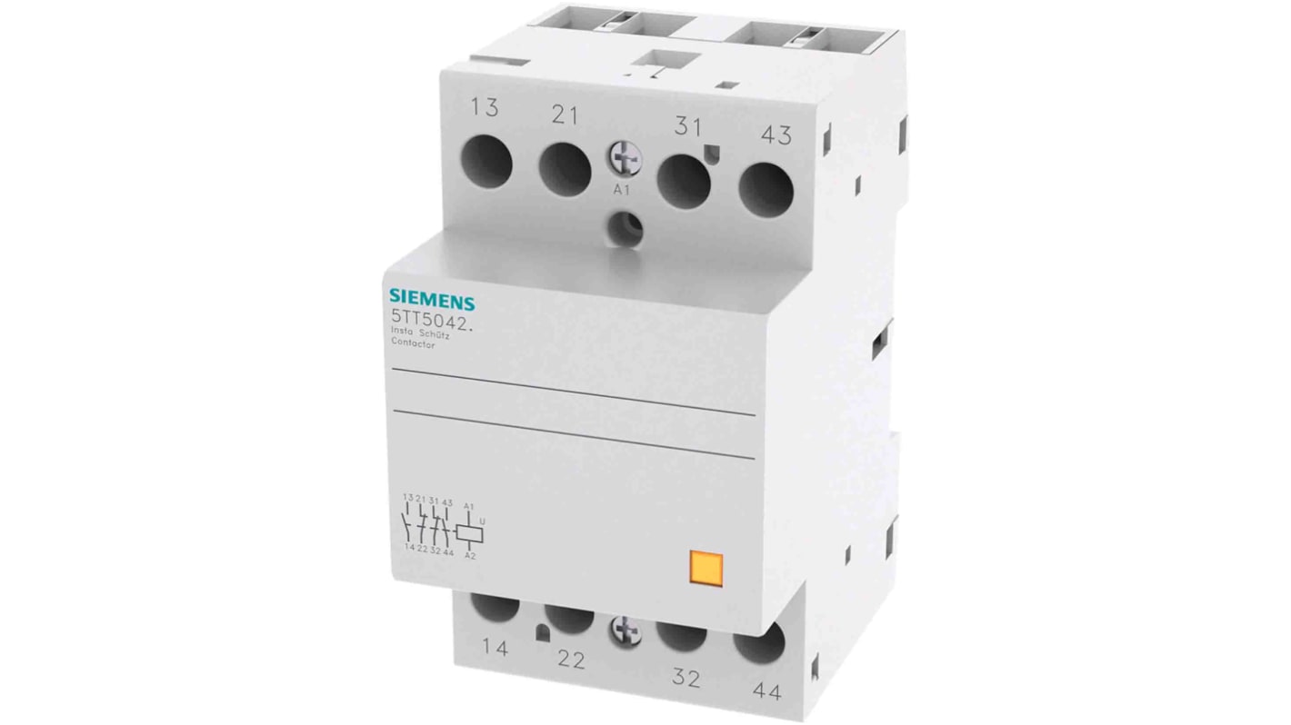 Siemens SENTRON 5TT INSTA Contactor, 230 V ac Coil, 4-Pole, 40 A, 4 kW, 2NO + 2NC