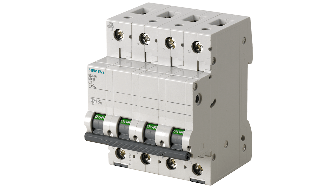Siemens SENTRON 5SL4 MCB, 3+N, 3A Curve B, 400V AC, 72V DC