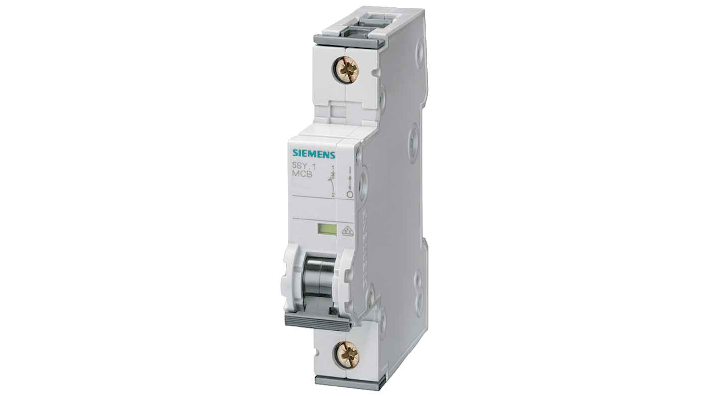 Siemens SENTRON 5SY5 MCB, 1P, 16A Curve B, 400V AC, 220V DC, 10 kA Breaking Capacity