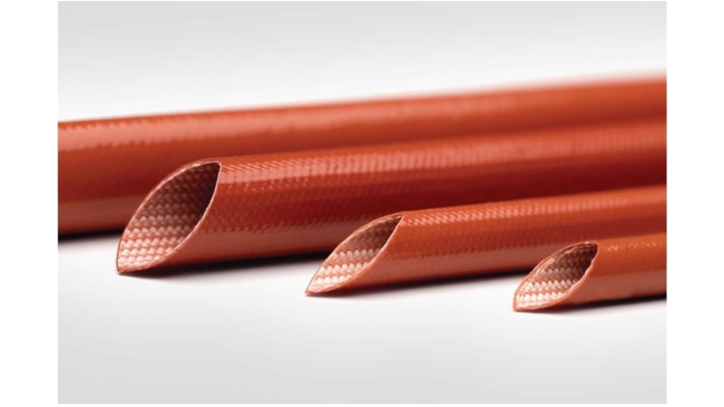 HellermannTyton Expandable Braided Fibreglass Red Cable Sleeve, 14mm Diameter, 100m Length, G6SE2 Series