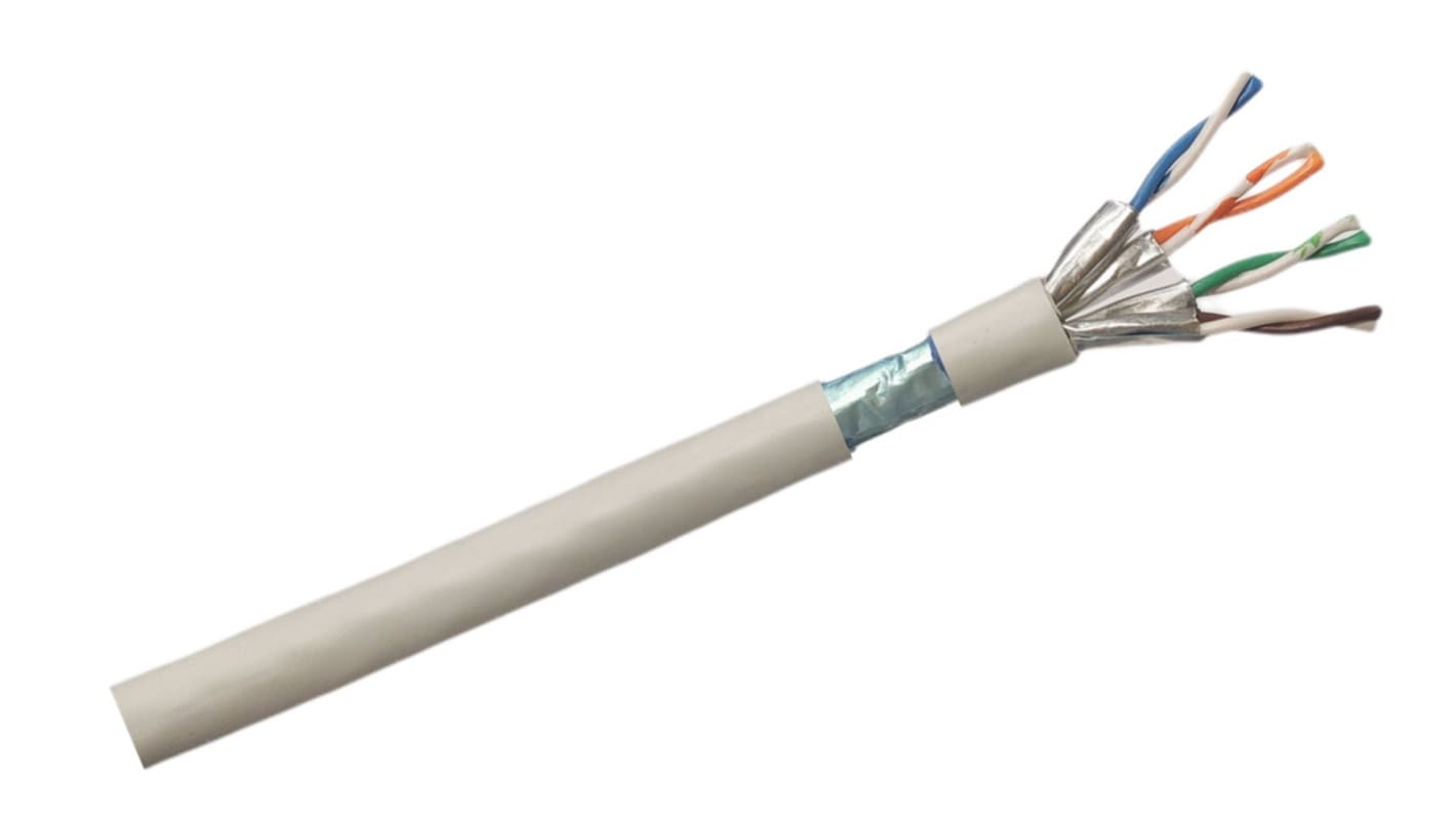 RS PRO, 100m Cat6a, White, F/FTP Shielded, Unterminated