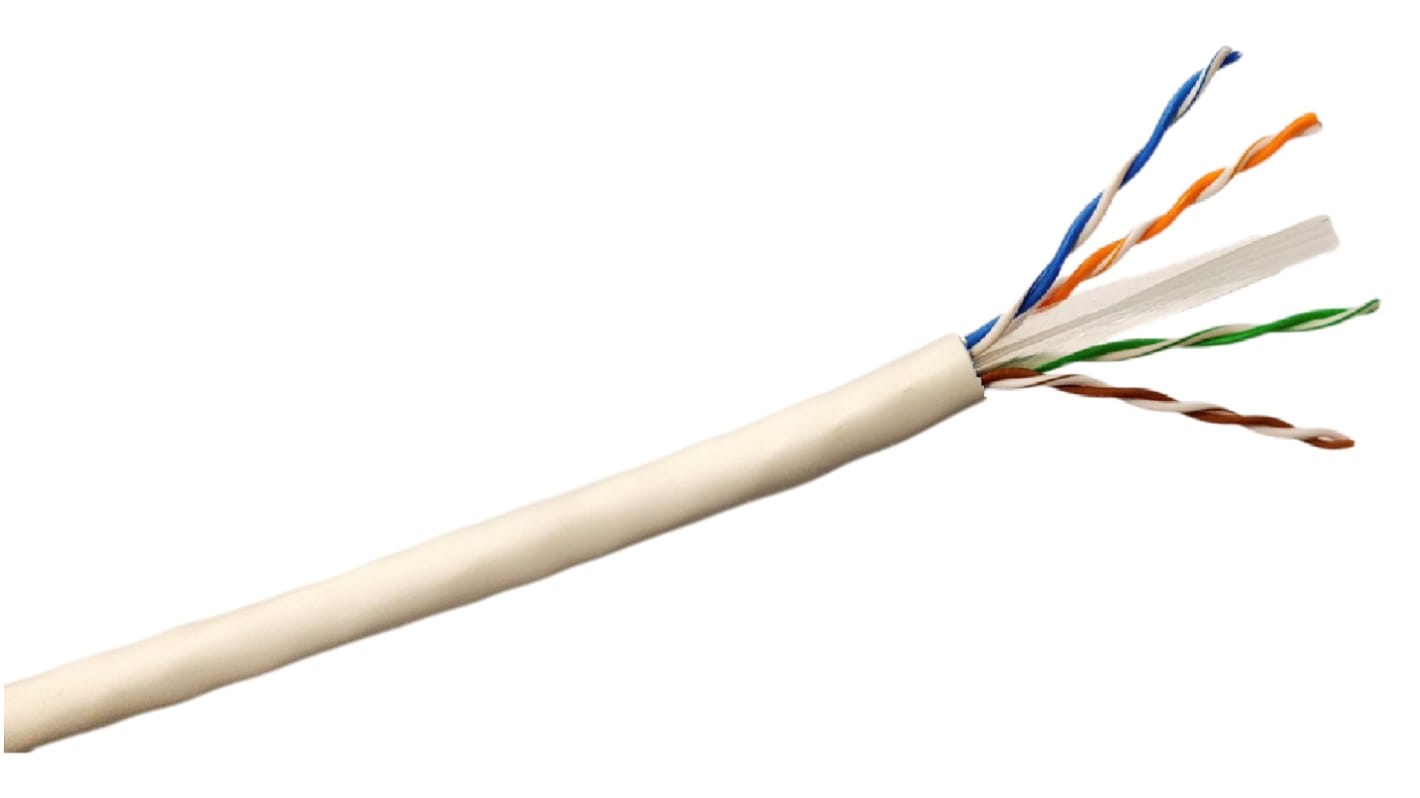 RS PRO, 100m Cat6, White, U/UTPUnshielded, Unterminated LSZH Sheath
