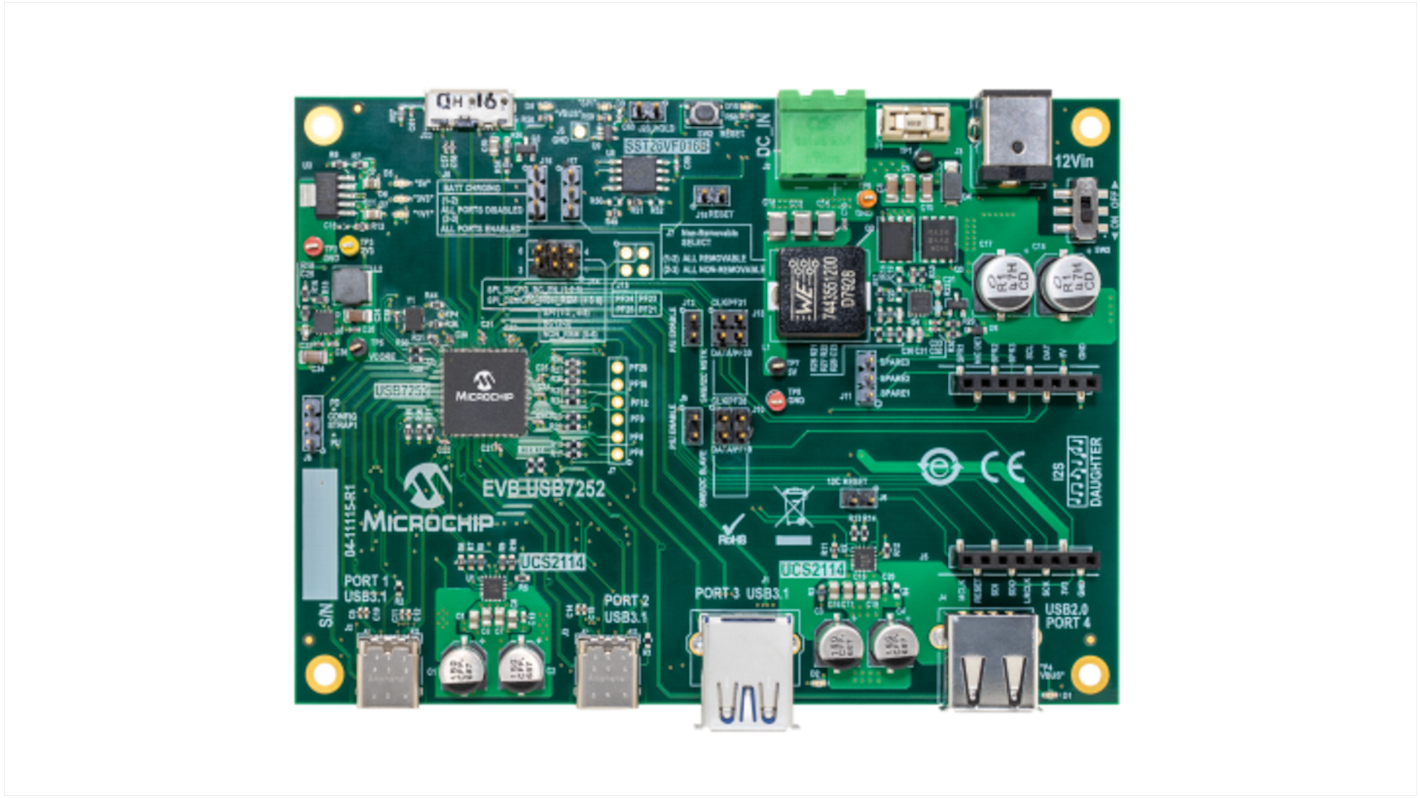 Microchip EVB-USB7252 Evaluation Kit EV33X03A Evaluation Kit for EVB-USB7252 EV33X03A