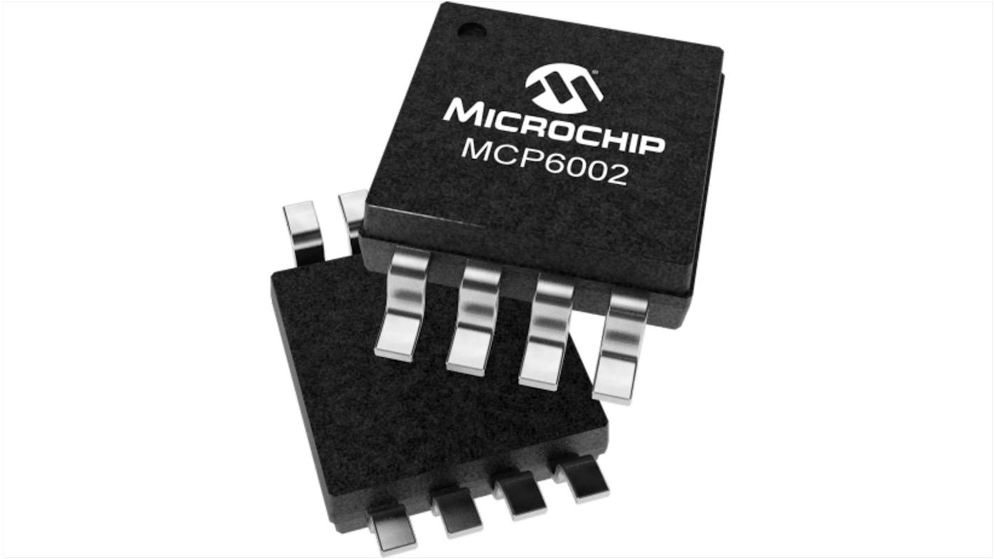 Amplificador operacional MCP6002T-E/MC, 1,8 → 6 V. 1MHZ DFN, 5 pines 0,001 MHz