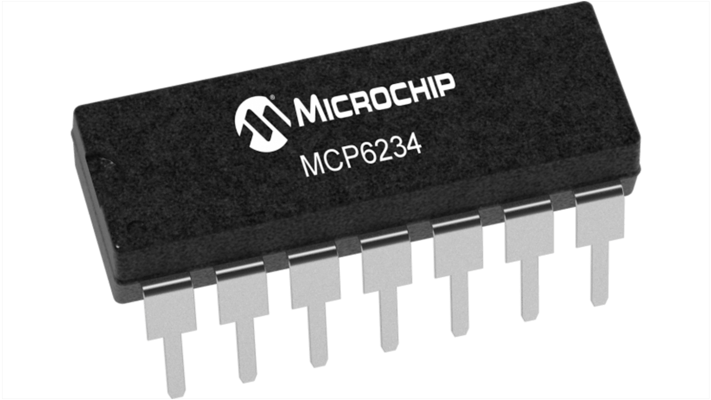 Amplificador operacional MCP6234T-E/ST, 1,8 V → 5,5 V 300kHz TSSOP, 14 pines