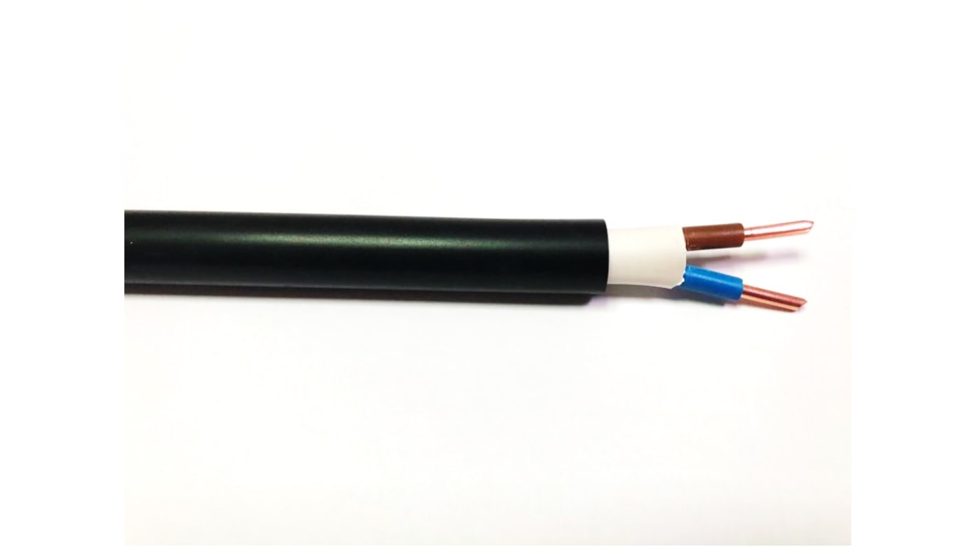 RS PRO, 100m 2 Core, Black PVC Power Cable 90°C
