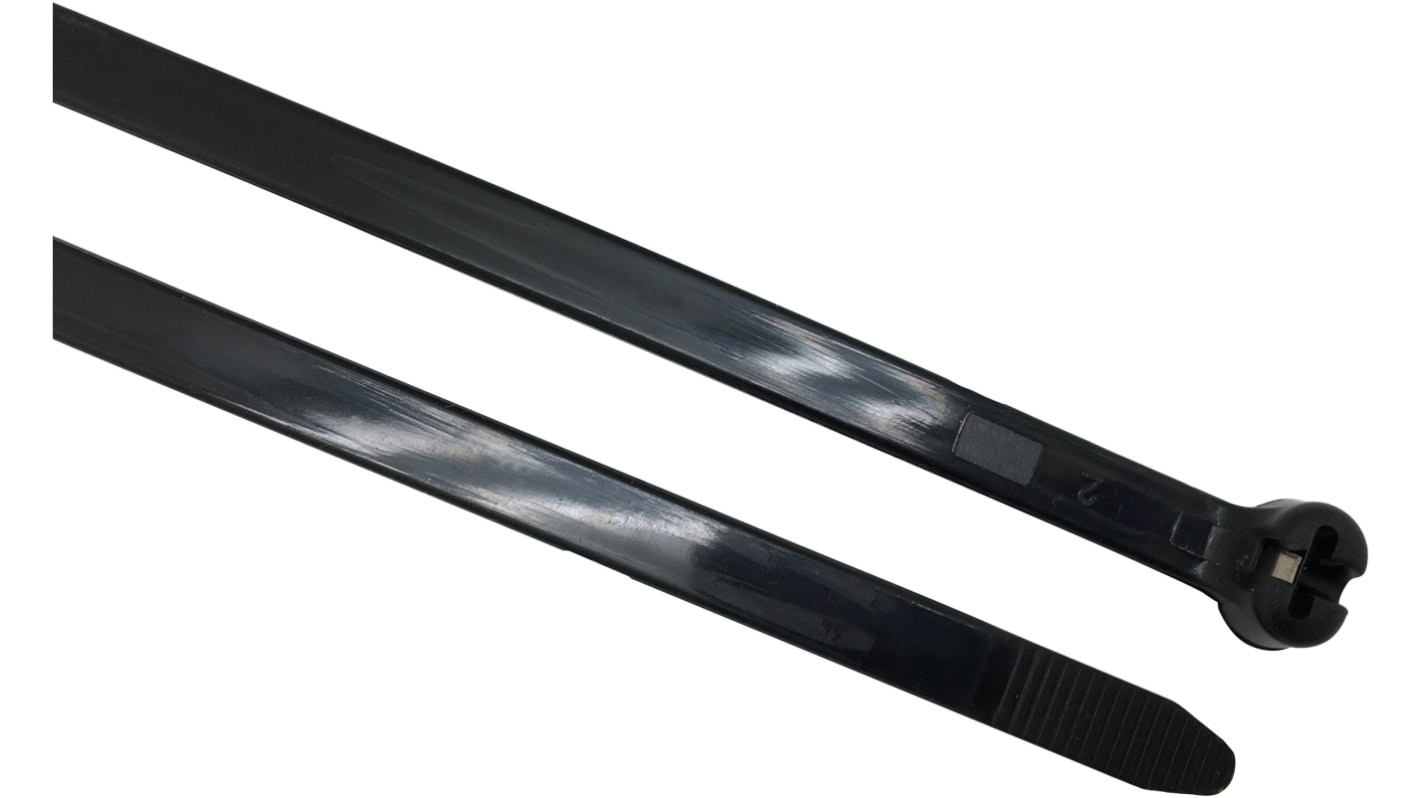 RS PRO Cable Tie, 350mm x 8 mm, Black Nylon, Pk-100