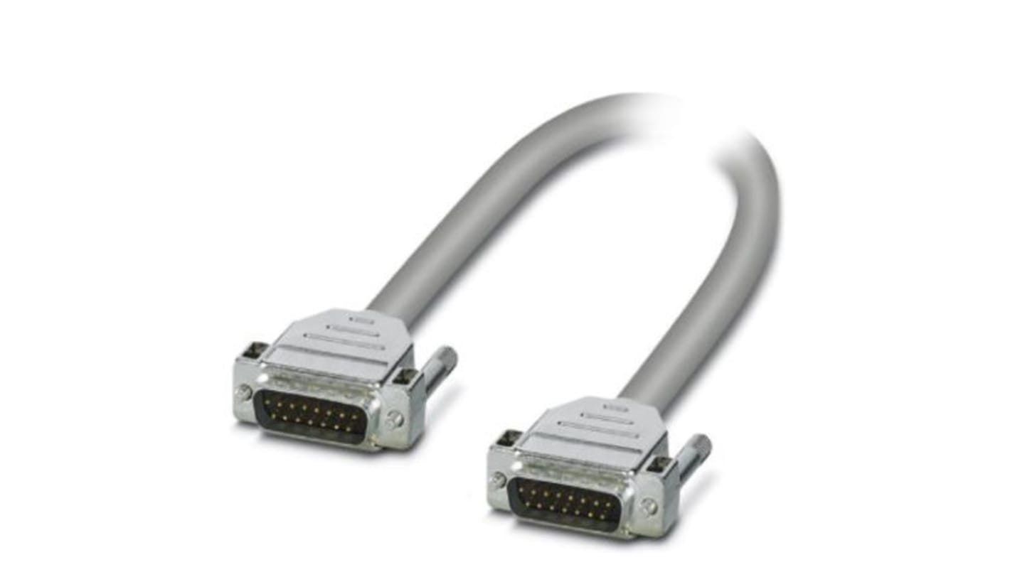 Cable serie Phoenix Contact CABLE-D15SUB/S/S, long. 1m, color Gris, con. A: D-Sub 15 Pines, con. B: D-Sub 15 Pines