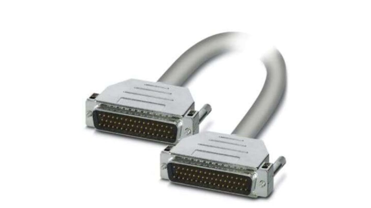 Cable serie Phoenix Contact CABLE-D50SUB/S/S, long. 1m, color Gris, con. A: Sub-D de 50 contactos, con. B: Sub-D de 50