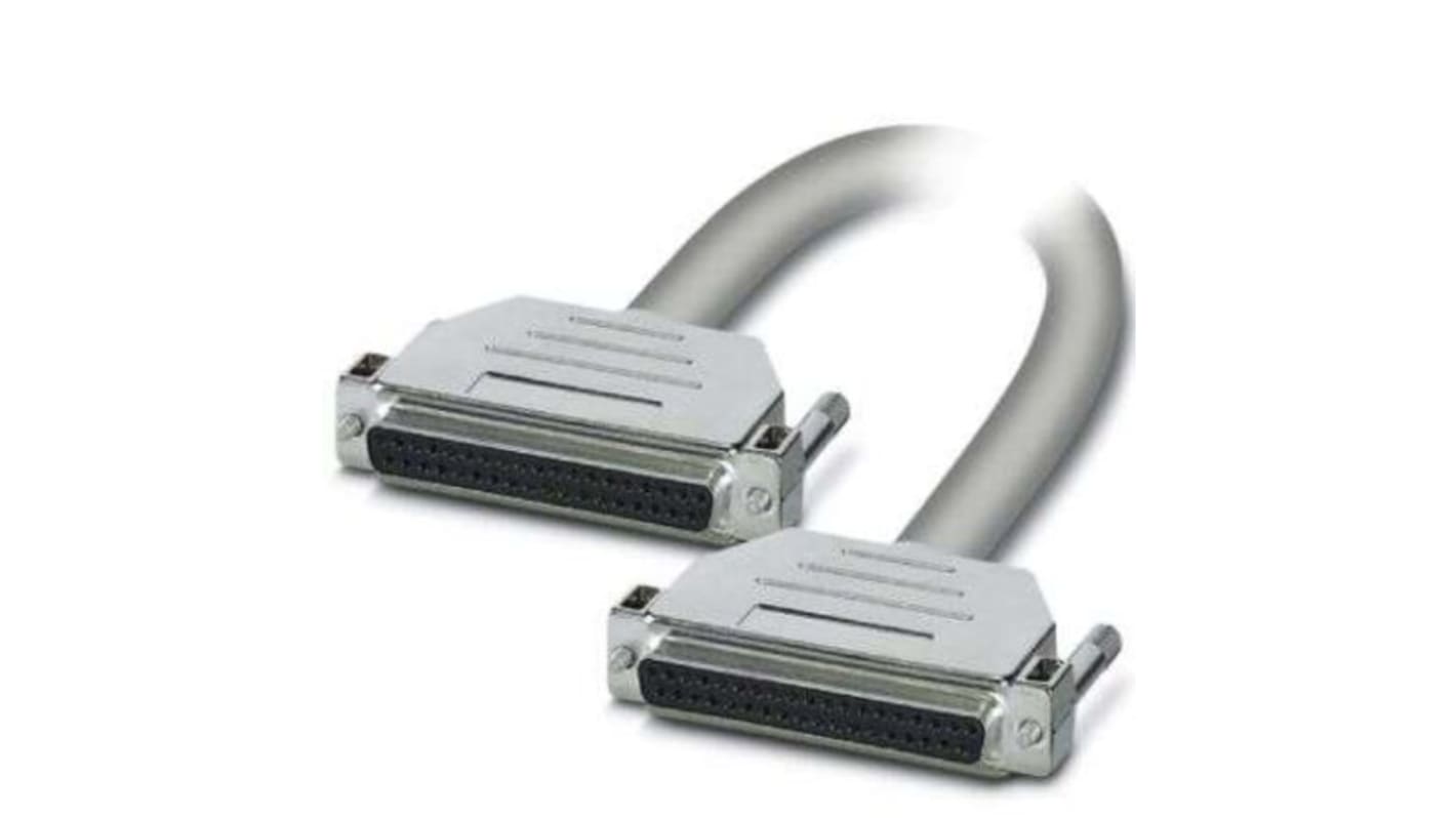 Cable serie Phoenix Contact CABLE-D37SUB/B/B/HF/S, long. 2m, color Gris, con. A: Sub-D de 37 contactos, con. B: Sub-D