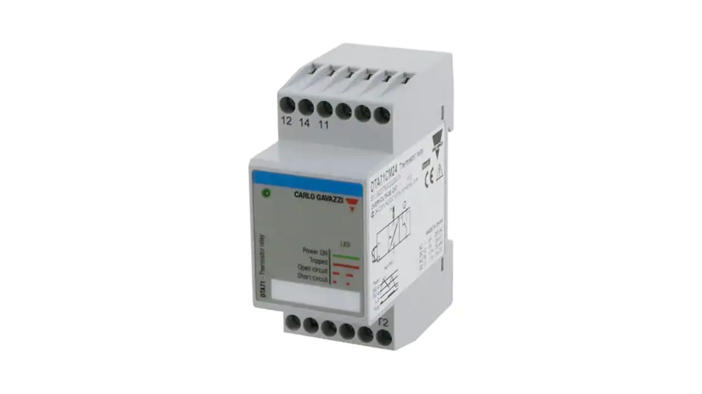 Relé de supervisión de Protección de motor por termistor Carlo Gavazzi serie DTA71, SPDT, para carril DIN