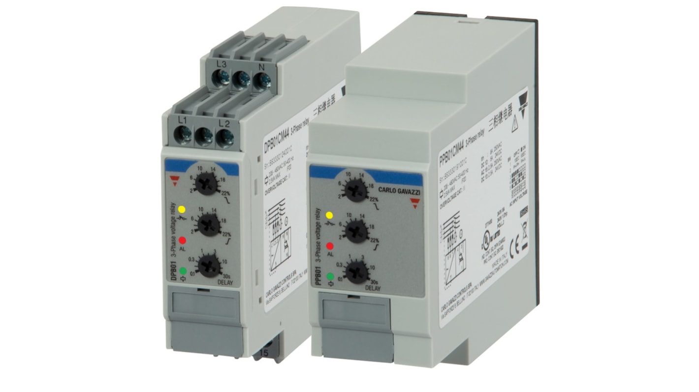 Carlo Gavazzi Voltage Monitoring Relay, 3 Phase, SPDT, Plug In