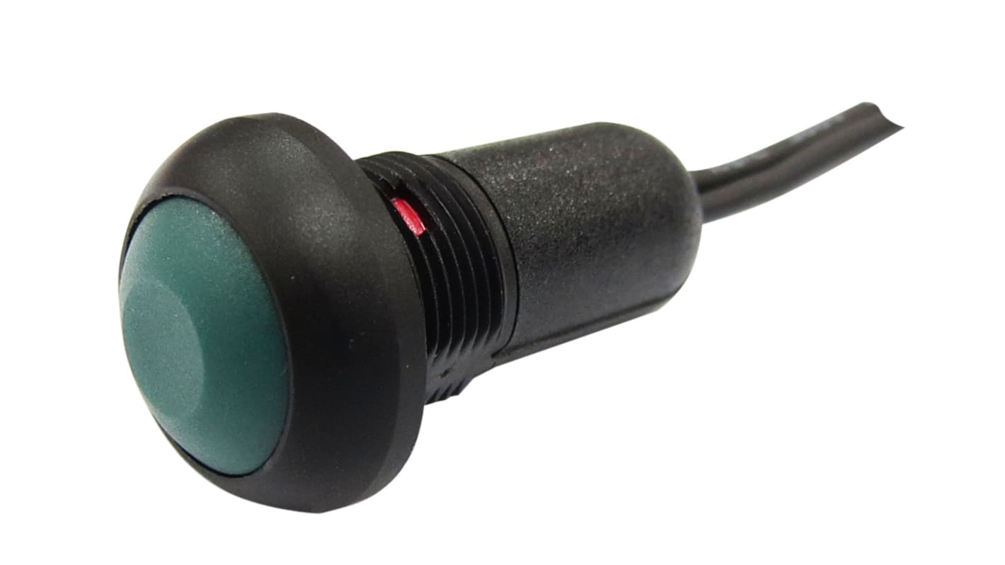 Interruptor de Botón Pulsador RS PRO, color de botón Negro, SPST, acción momentánea, 50V dc / 125V ac, Montaje en