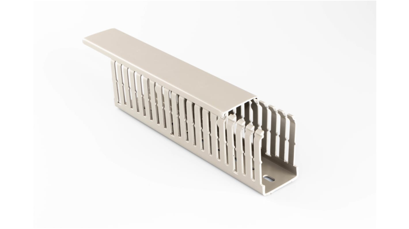 Betaduct 787 Grey Slotted Panel Trunking - Open Slot, W25 mm x D50mm, L1m, PVC