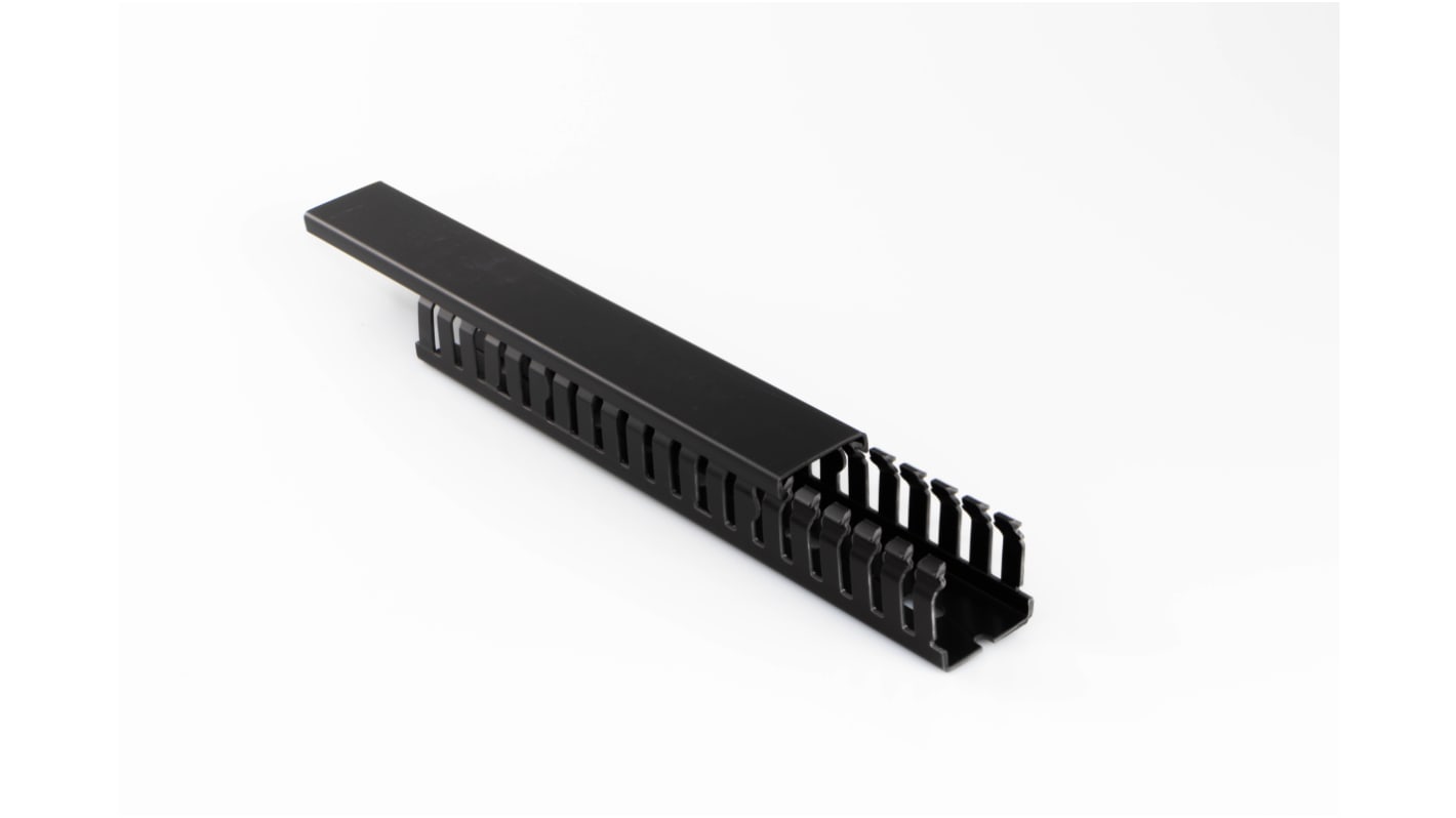 Betaduct 888 Black Slotted Panel Trunking - Open Slot, W50 mm x D50mm, L1m, PVC